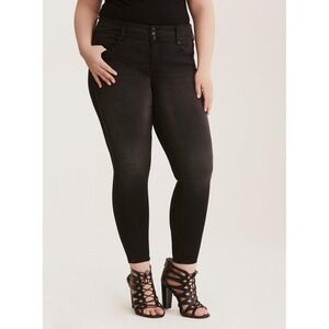 Torrid Denim Sky High Skinny Jeans Black Stretch Cotton Blend Jegging Size 18S